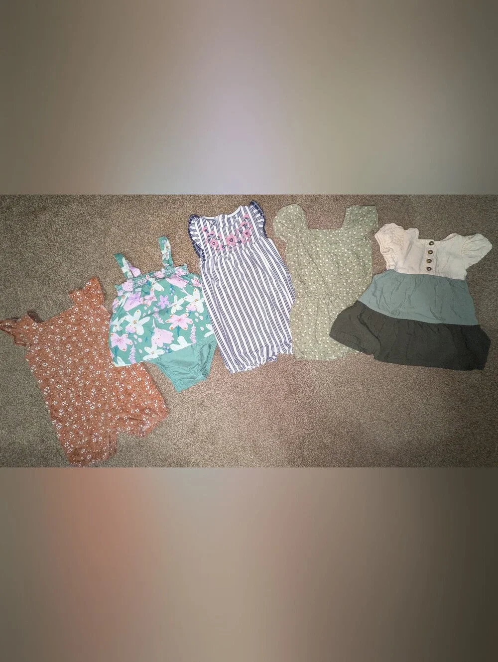 Five Baby Girl Dresses/Rompers